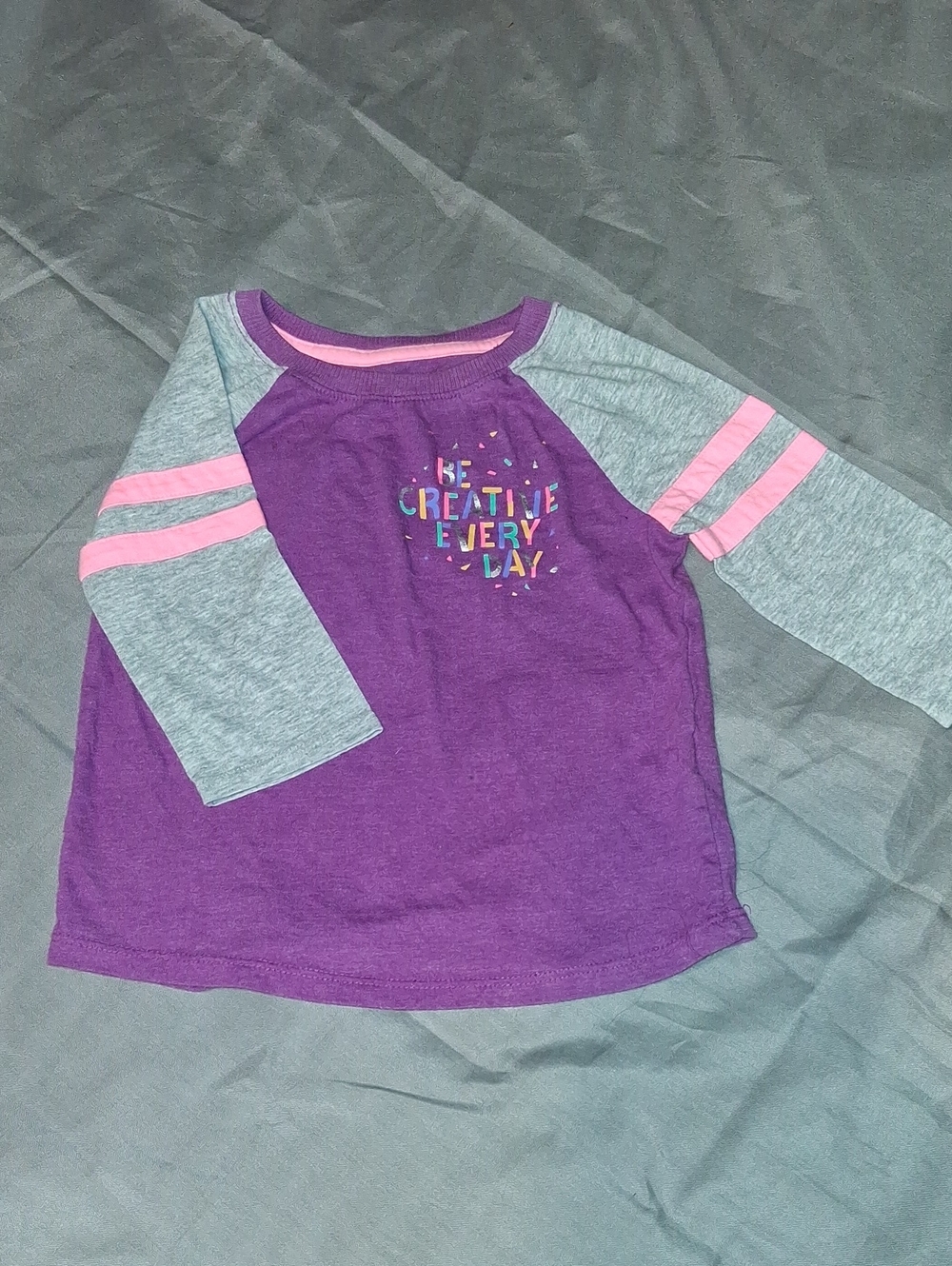 Cat & Jack Purple Raglan Long-Sleeve Tee with Pink Stripe Accents